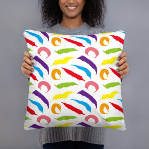 Rainbow Worm on a String Print Throw Pillow