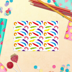 Rainbow Worm on a String Print Blank Postcard