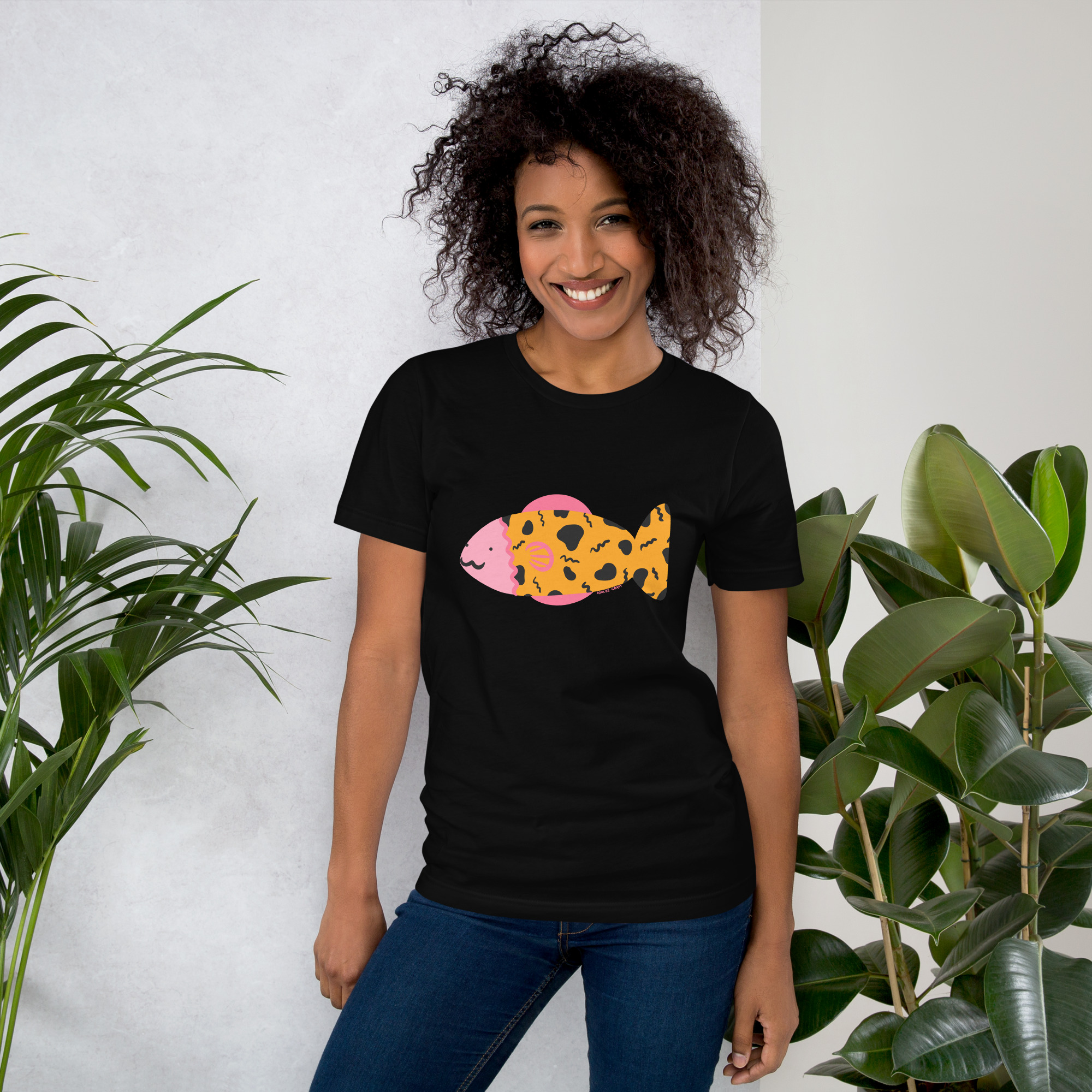 Yellow & Pink Arcade Carpet Fish Unisex T-Shirt