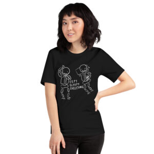 Eepy Sleepy Skeletons Unisex Halloween T-Shirt - Black & White Halloweencore Shirt