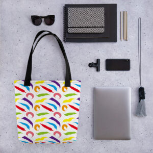 Rainbow Worm on a String Print Tote Bag