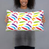 Rainbow Worm on a String Print Throw Pillow - Image 2