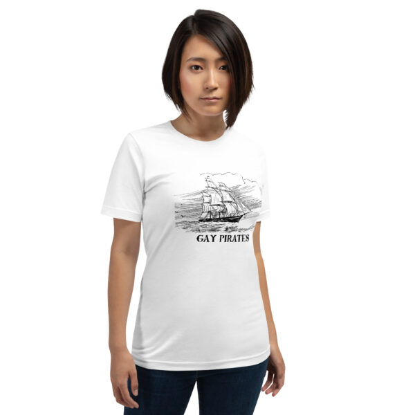 Gay Pirates Short Sleeved Unisex T-Shirt - White w/ Black Text