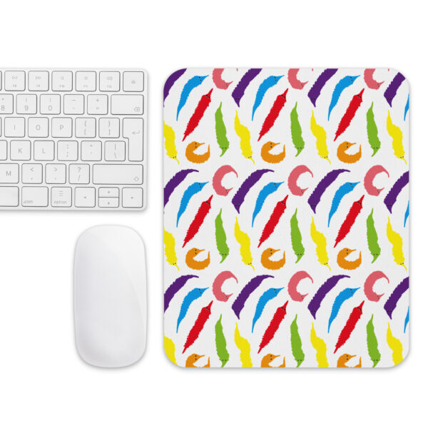 Rainbow Worm on a String Print Mousepad