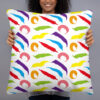 Rainbow Worm on a String Print Throw Pillow - Image 3