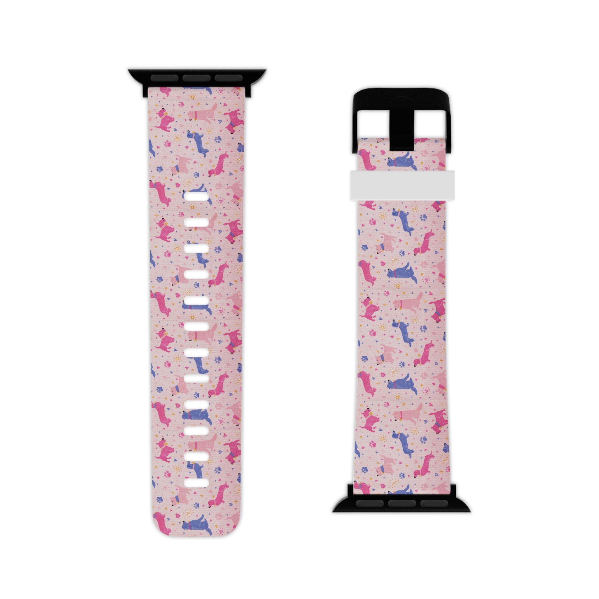 Preppy Pink Dog Print Smart Watch Watchband Band Compatible with Apple Watch - Image 2