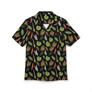 Dark Cottagecore Plant Leaf Print Unisex Button-Down Shirt