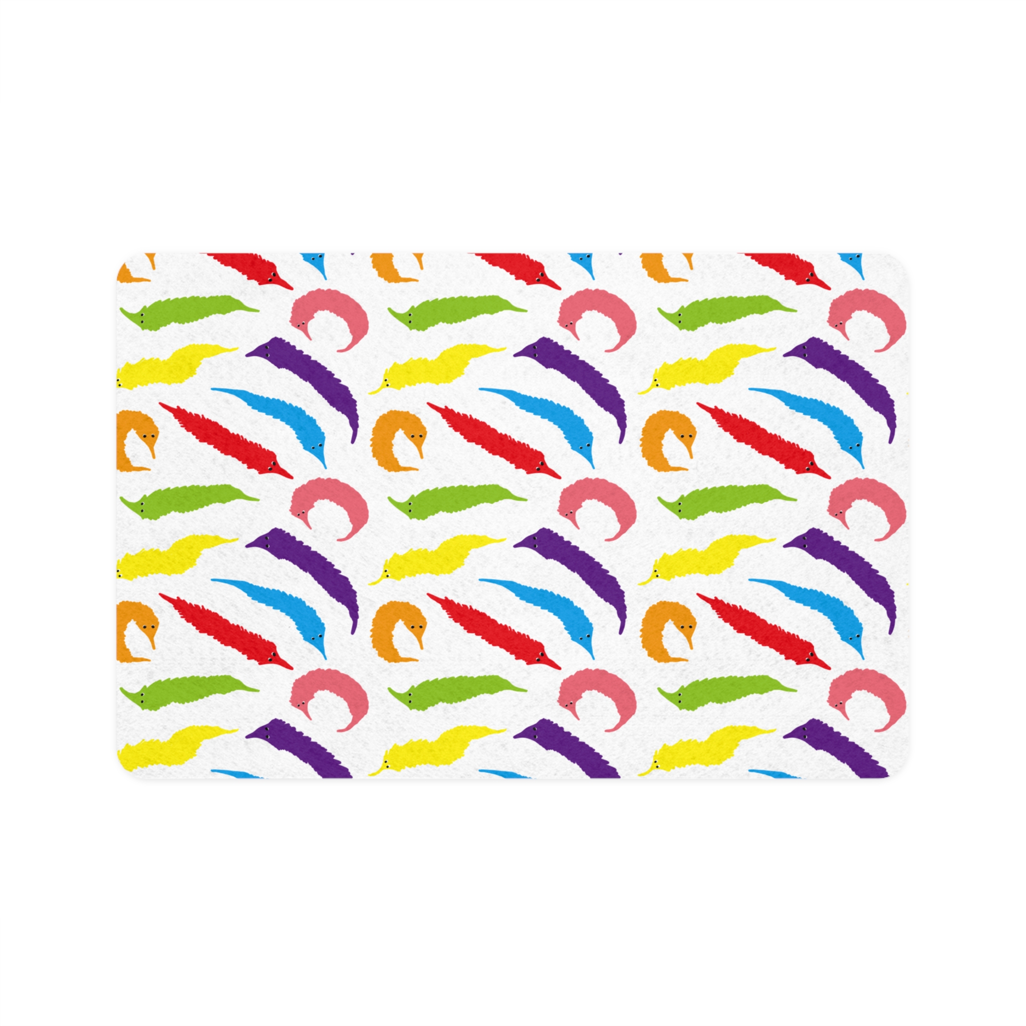 Rainbow Worm on a String Print Pet Food Bowl Mat for Dogs or Cats - 12" x 18" - Image 2