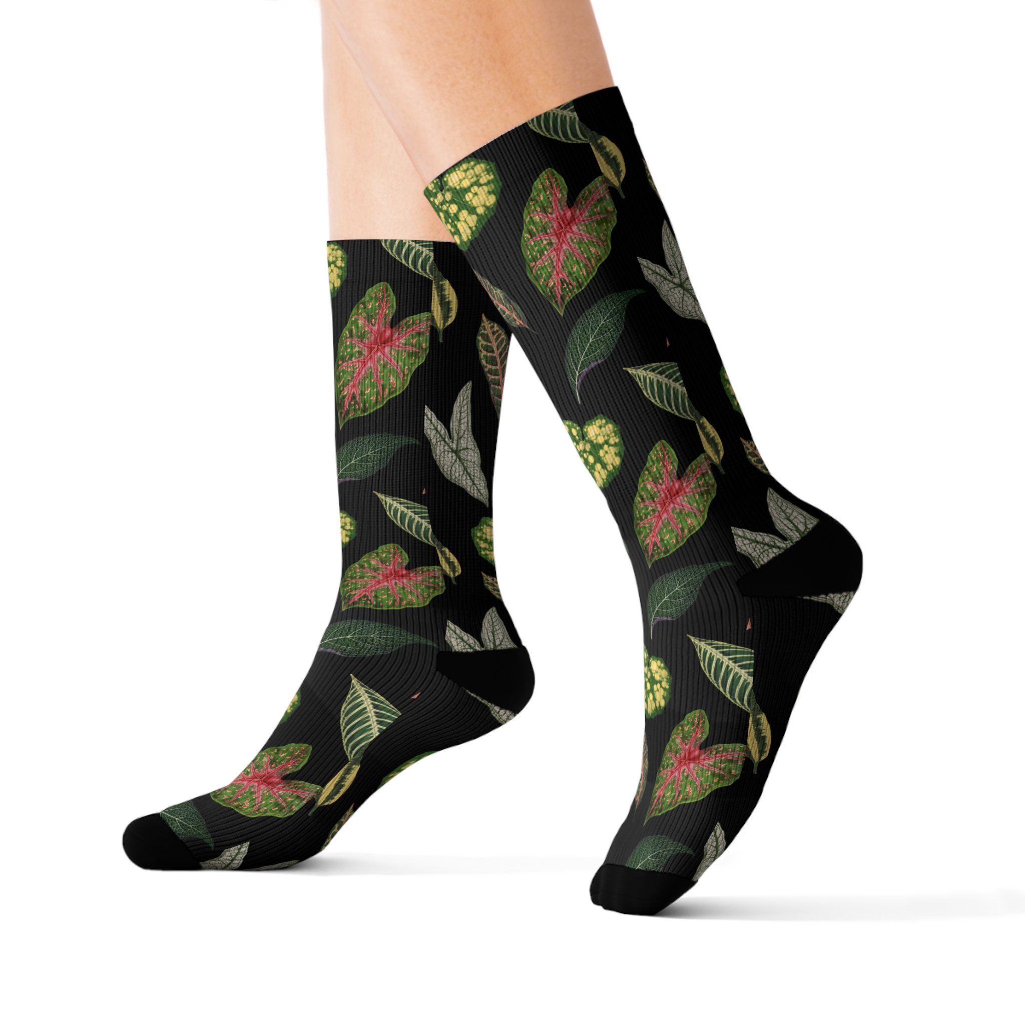 Dark Cottagecore Plant Leaf Print Unisex Novelty Socks - Image 9