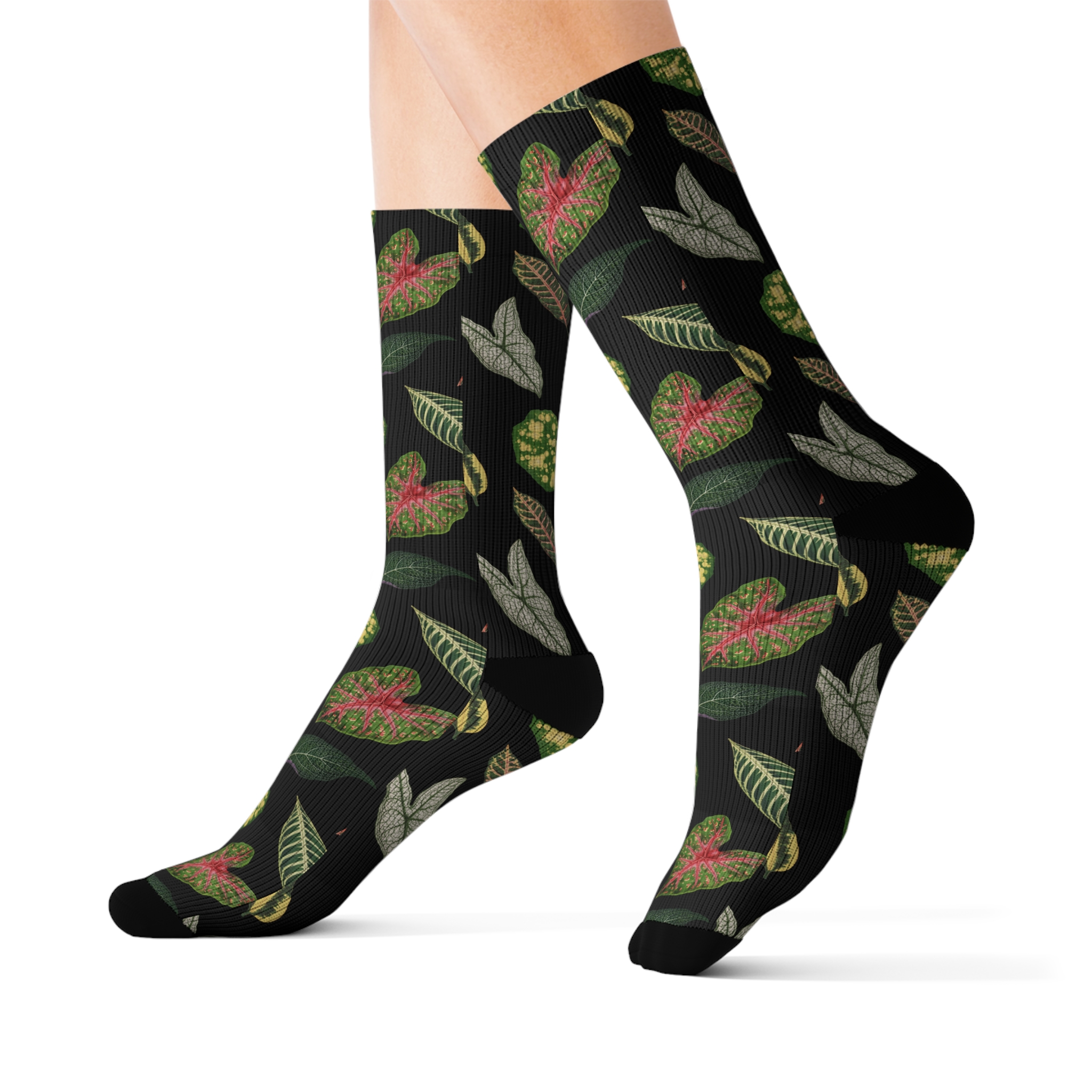 Dark Cottagecore Plant Leaf Print Unisex Novelty Socks