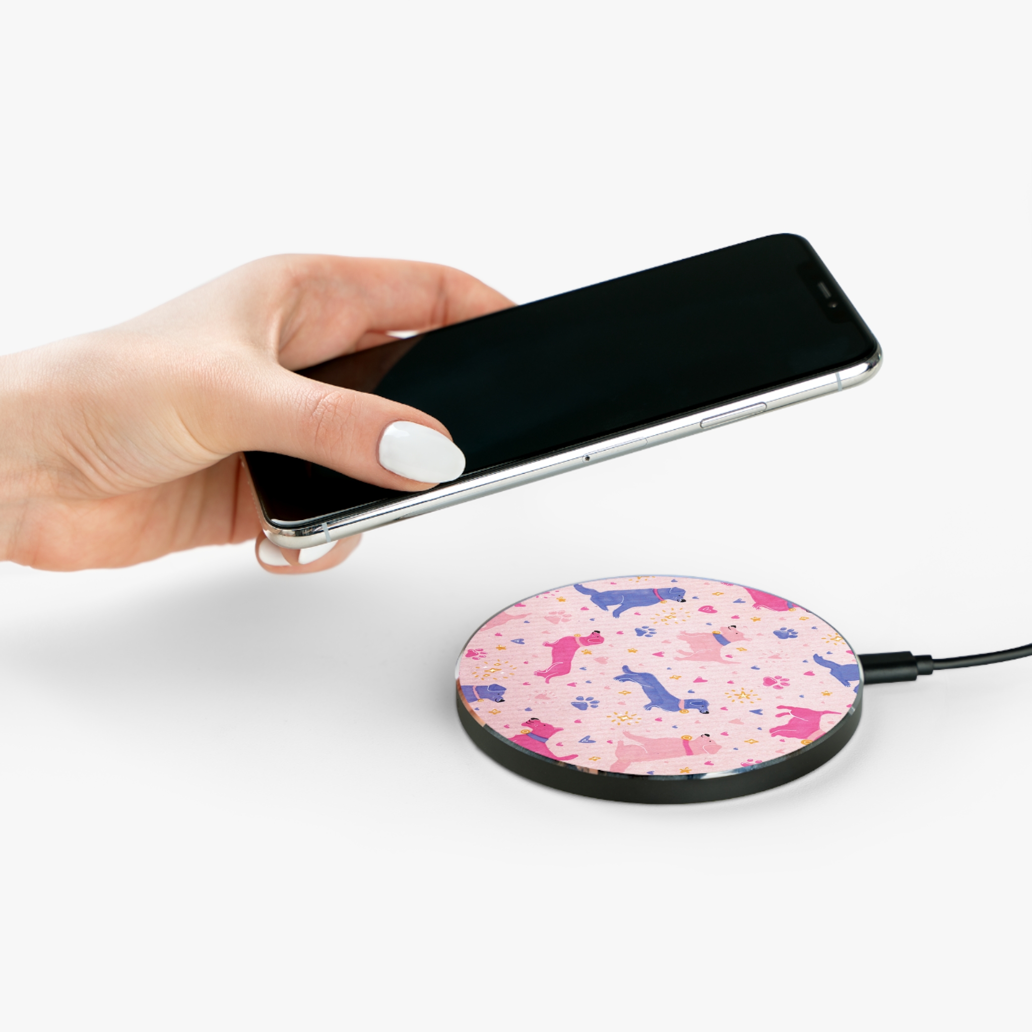 Preppy Pink Dog Print Wireless Charger - Image 4
