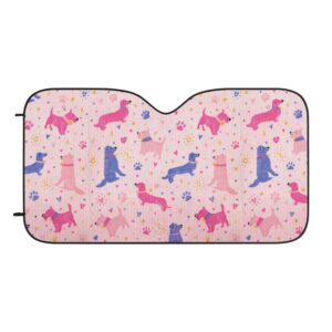 Preppy Pink Dog Print Car Sun Shades