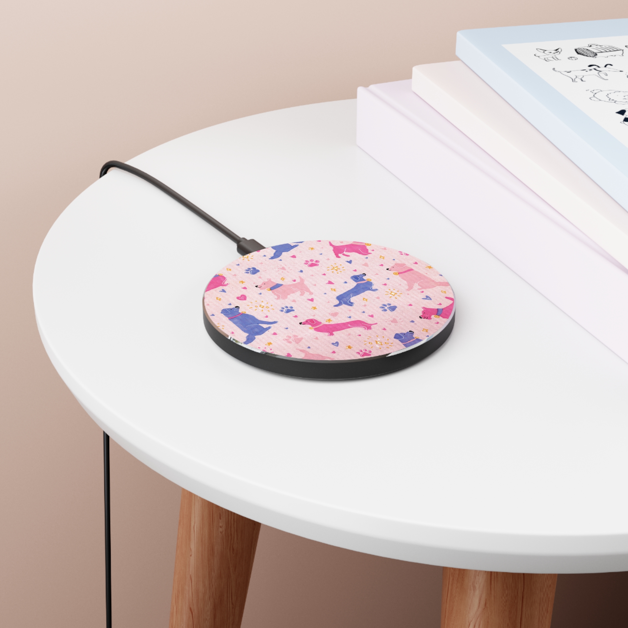 Preppy Pink Dog Print Wireless Charger - Image 3
