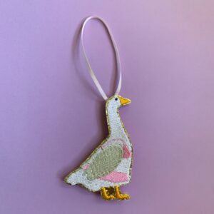 Goose or Duck in a Bikini Embroidered Christmas Ornament