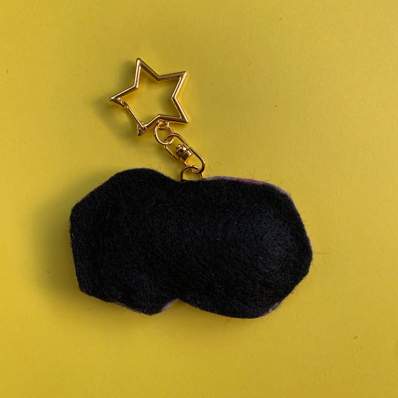 Embroidered Fuzzy Dice Bag Charm Keychain with Gold Glitter - Image 3