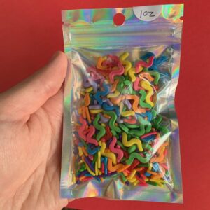 Rainbow Worm on a String Colorful Novelty Sprinkle Mix